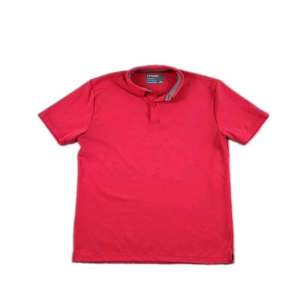 Twillory Performance Polo Athletic Athleisure Athlounger Shirt Mens M Coral Red